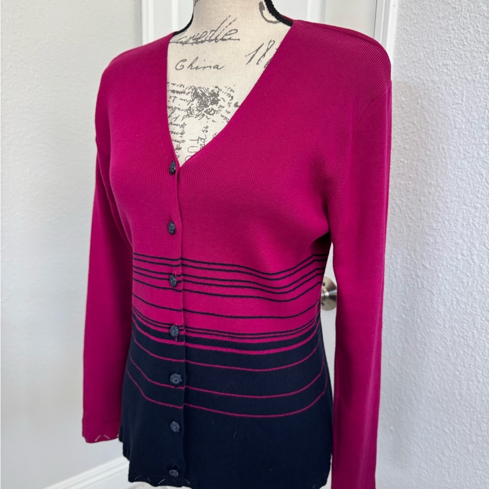 Susan Bristol Purple and Navy Cardigan - Picture 3 of 8